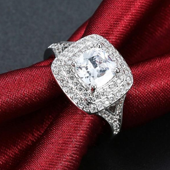 DONATING TONIGHT! 2.50 ct Cushion Db Halo Square Engagement Ring - Picture 3 of 8